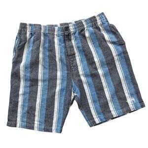 Stussy Shorts Men Large Drug Rug Striped Baja Blue 90's Casual Streetwear Retro